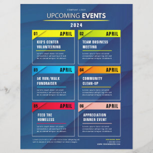 Clean Blue Upcoming Events Schedule Planner  Flyer