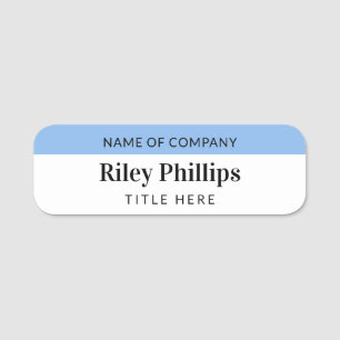 Clean Blue & White Company Name Title Name Tag