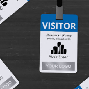 Clean Blue White Visitor 2 Logos Template Badge