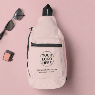 Clean Blush Pink Promotional Business Logo Sling Bag