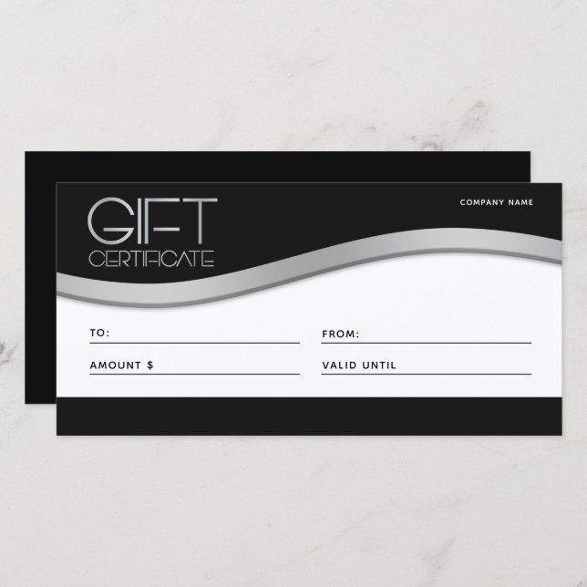 Clean Business Black and Silver Wave Gift Card (Front/Back)
