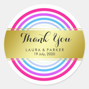 Clean Circular Gold  Foil Thank You Wedding Classic Round Sticker