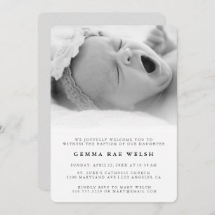 Clean & Classic Photo Baptism Invitation