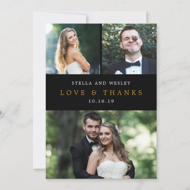 Clean Collage EDITABLE COLOR Photo Thank You Card (Front)