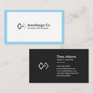 Clean Crisp White Soft Sky Geometric Black Sleek Business Card