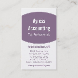 Clean Curves Business Card, Lilac Card