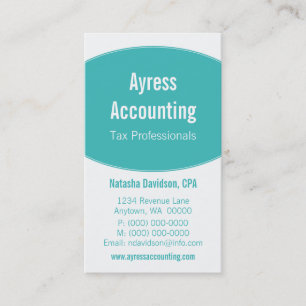 Clean Curves Business Card, Turquoise Card