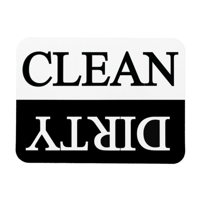 Clean dirty black dishwasher magnet (Horizontal)