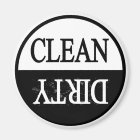 Clean dirty-Black round dishwasher magnet