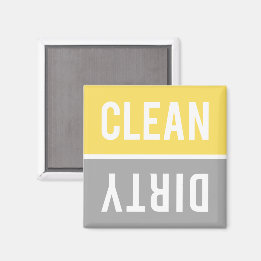 Clean Dirty Bright Yellow and Grey Dishwasher Magnet