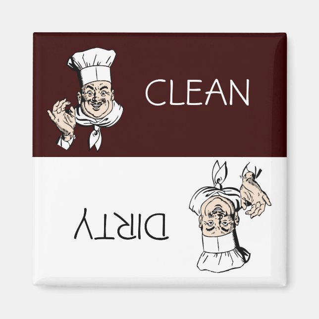 Clean Dirty Chef with Hat Dishwasher Magnet (Front)