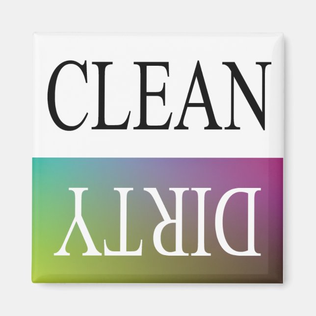 Clean dirty-colourful dishwasher magnet (Front)