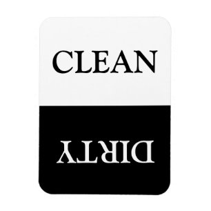 Clean Dirty Dishwasher black white Magnet
