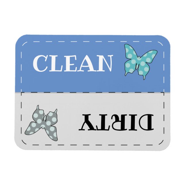 Clean dirty dishwasher butterfly magnet (Horizontal)