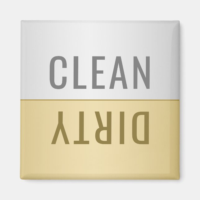 Clean Dirty Dishwasher Faux Silver Gold Magnet (Front)