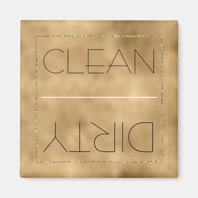 Clean/Dirty Dishwasher Gold Glitz Magnet (Front)