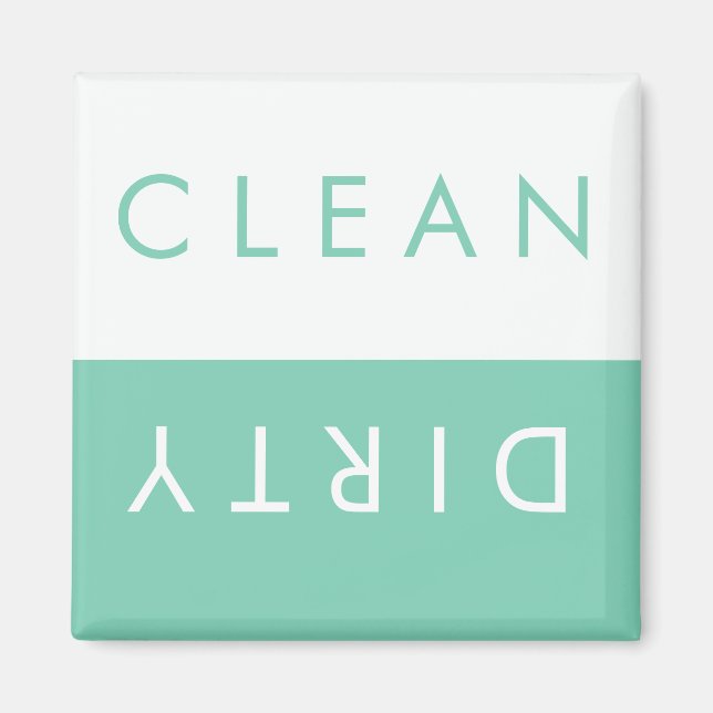 Clean/Dirty Dishwasher Magnet in Mint/White (Front)