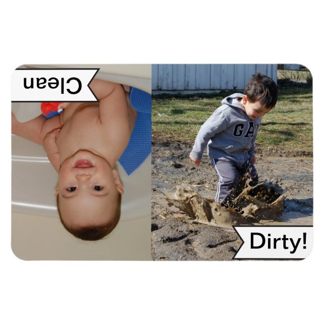 Clean Dirty Dishwasher Personalized Photo Magnet (Horizontal)