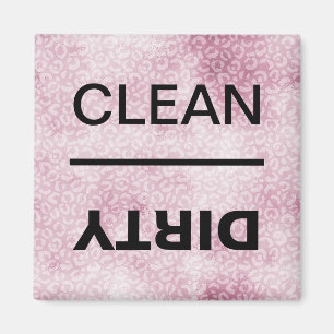 Clean/Dirty Dishwasher Pink Leopard Print Magnet