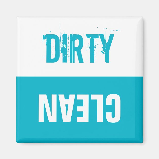 Clean dirty dishwasher sign magnets | Aqua blue (Front)