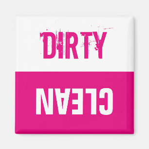 Clean dirty dishwasher sign magnets   Neon pink