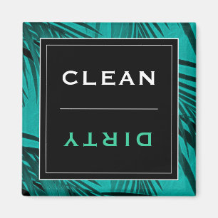 Clean/Dirty Dishwasher   Turquoise Tropical Palm Magnet