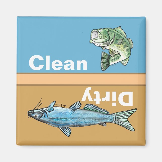 Clean Dirty Fishing Dishwasher Magnet (Front)