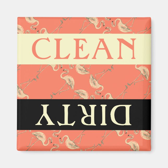 Clean Dirty Flamingo Style Dishwasher Magnet (Front)