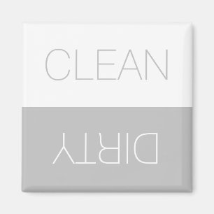 Clean Dirty indicator light grey simple dishwasher Magnet