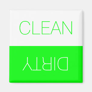 Clean Dirty indicator neon green dishwasher  Magnet