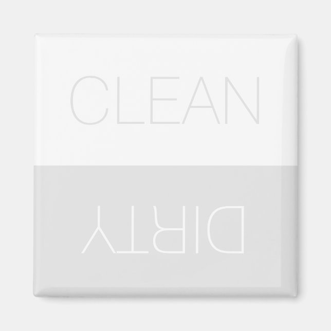 Clean Dirty indicator pale grey minimal dishwasher Magnet (Front)
