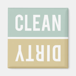 Clean Dirty Jade Green and Tan Dishwasher Magnet