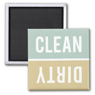 Clean Dirty Jade Green and Tan Dishwasher Magnet