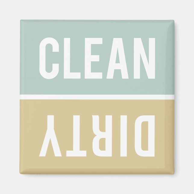 Clean Dirty Jade Green and Tan Dishwasher Magnet (Front)