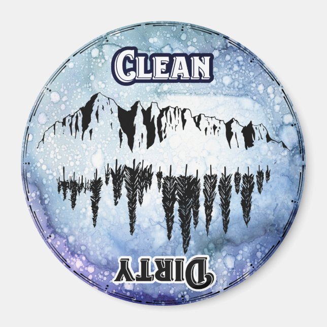 Clean Dirty Kitchen Dishwasher Dishes Mountains Magnet (Front)