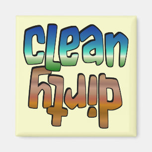 Clean Dirty Magnet Blue Brown, u change background