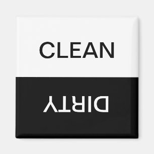 Clean Dirty minimal black and white dishwasher  Magnet