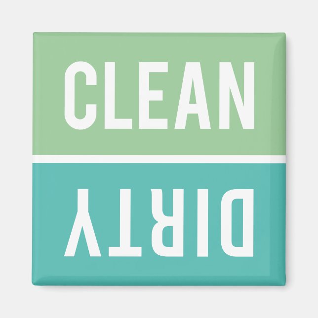 Clean Dirty Mint and Turquoise Dishwasher Magnet (Front)
