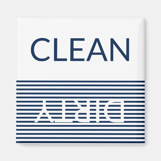 Clean Dirty, ON OFF Dishwasher Laundry blue white Magnet (Front)