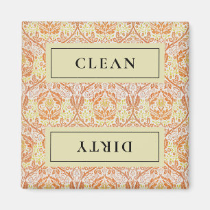 CLEAN DIRTY Orange Floral Dishwasher Magnet