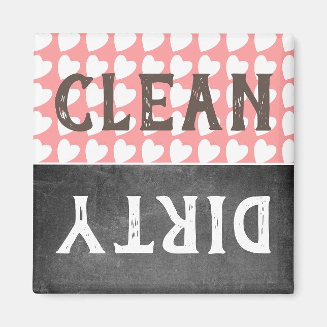 Clean Dirty Pink Hearts Chalkboard Dishwasher Magnet (Front)