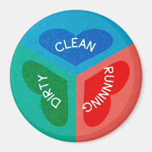 Clean Dirty Running Reversible Dishwasher Heart Magnet