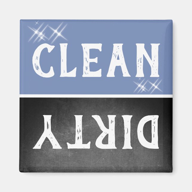 Clean Dirty Sparkle Chalkboard Blue Dishwasher Magnet (Front)
