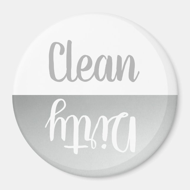 Clean Dirty | Stainless Steel Script Magnet (Front)