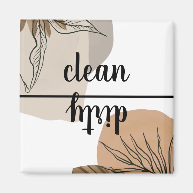 Clean Dirty Terracotta Boho Tropical Dishwasher Magnet (Front)