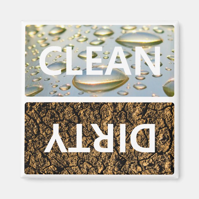 Clean Dirty With Customizable Background Colour Magnet (Front)