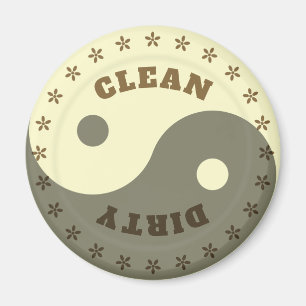 Clean/Dirty, Yin Yang Plate Template Dishwasher Magnet