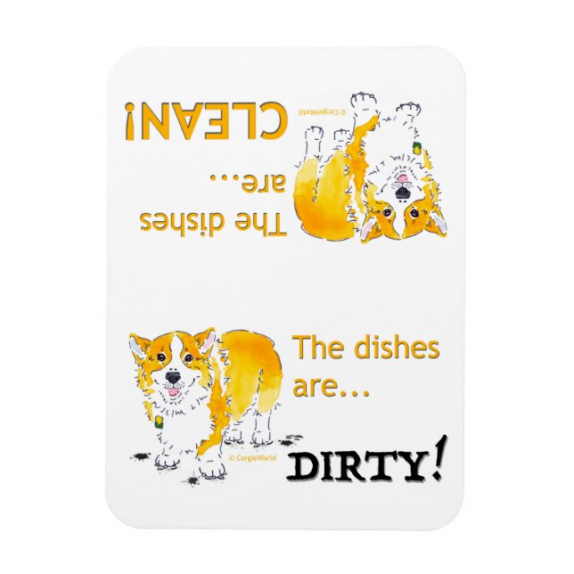 Clean Dishes / Dirty Dishes Corgi (3x4) Magnet (Vertical)