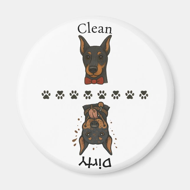 Clean Dobie Dirty Dobie w/ Text Dishwasher Magnet (Front)