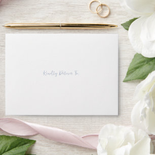 Clean Dusty Blue Elegant Wedding Envelope